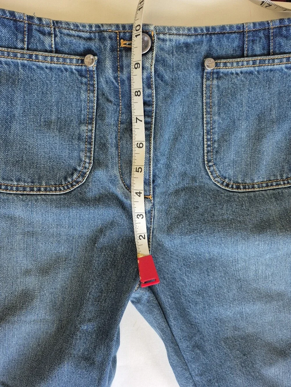 CHANEL Capri Pants Blue Denim Bermuda High Rise Size 40 = 8 NEW